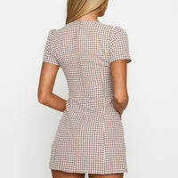 Loveliness Playsuit Brown Check Petite