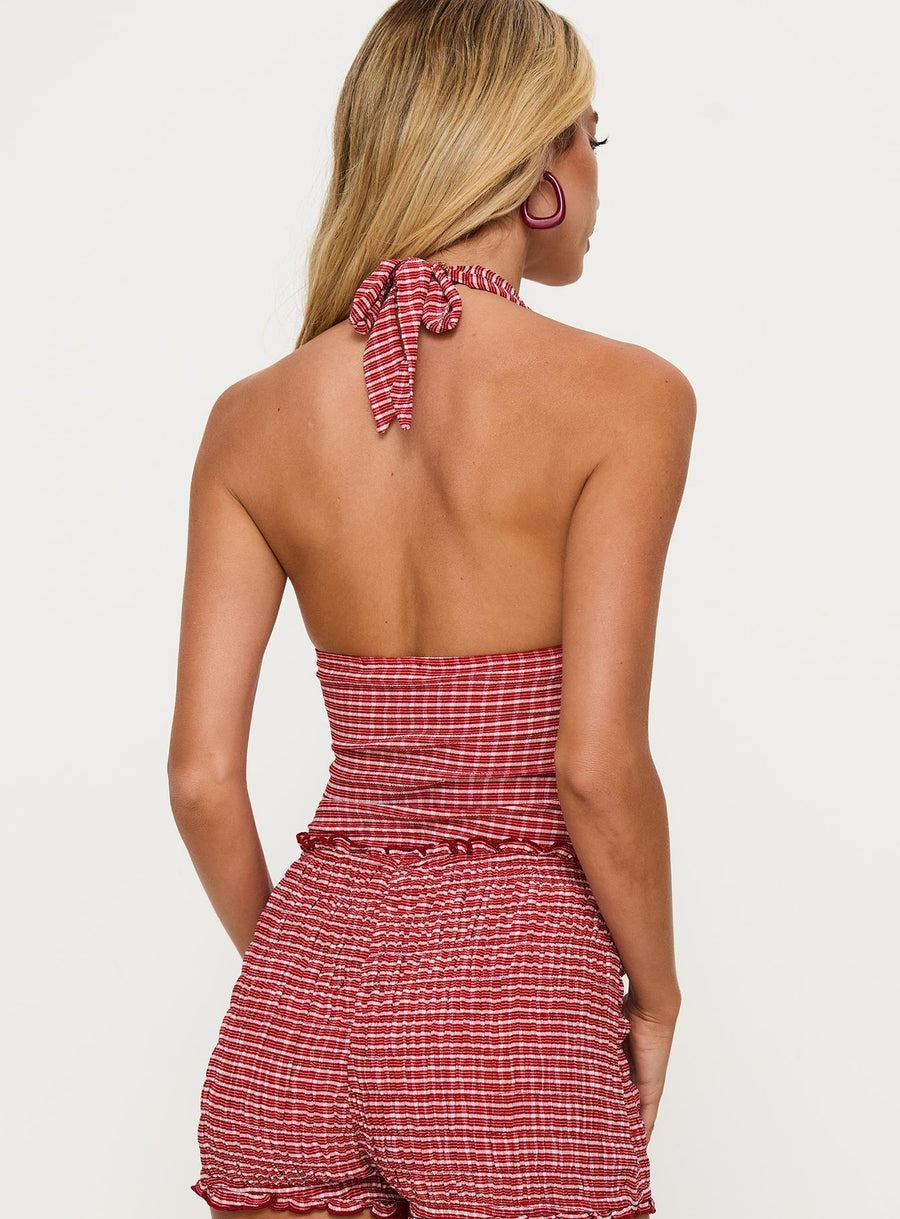 Whimsy Halter Top Red Gingham