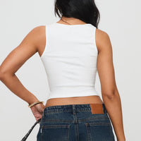 Baseline Square Neck Rib Tank Top White