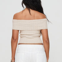 Murmur Off Shoulder Top Beige