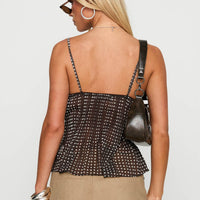 Zami Pleat Top Brown Polka
