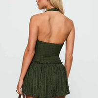 Mixie Halter Playsuit Olive Green