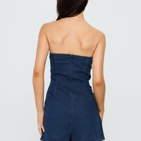 Fantastical Strapless Playsuit Dark Denim