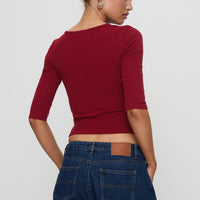 Elaia 3/4 Sleeve Top Red