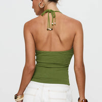 Roller Coaster Bead Detail Top Green
