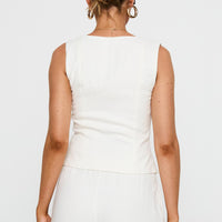 Zenda Linen Blend Top Off White