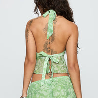 Finesse Halter Top Green Floral