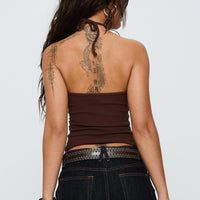 Baseline Halter Rib Top Chocolate