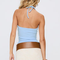 Baseline Halter Rib Top Light Blue