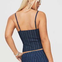 Charismatic Denim Corset Dark Pinstripe