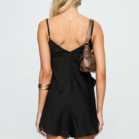 Diamonds Dancing Ruffle Detail Playsuit Black
