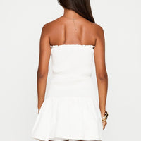 Think And Smile Strapless Tie Detail Playsuit White