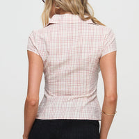 Cottesloe Blouse Top Pink Check