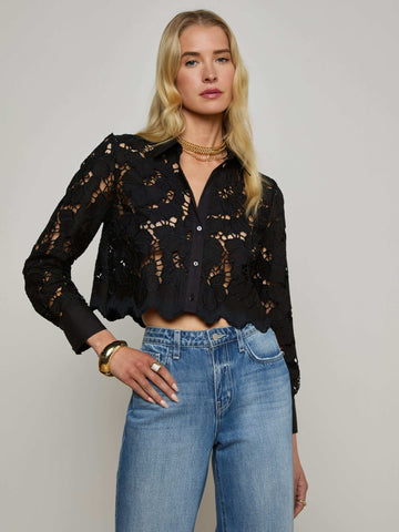 Seychelle Cropped Eyelet Blouse