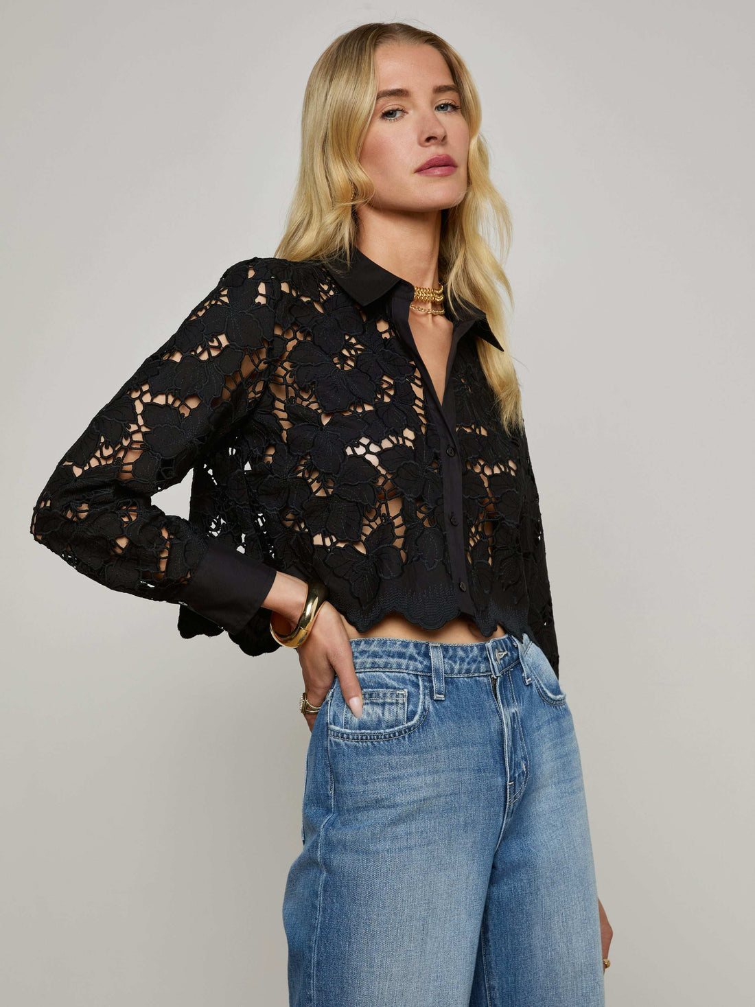 Seychelle Cropped Eyelet Blouse