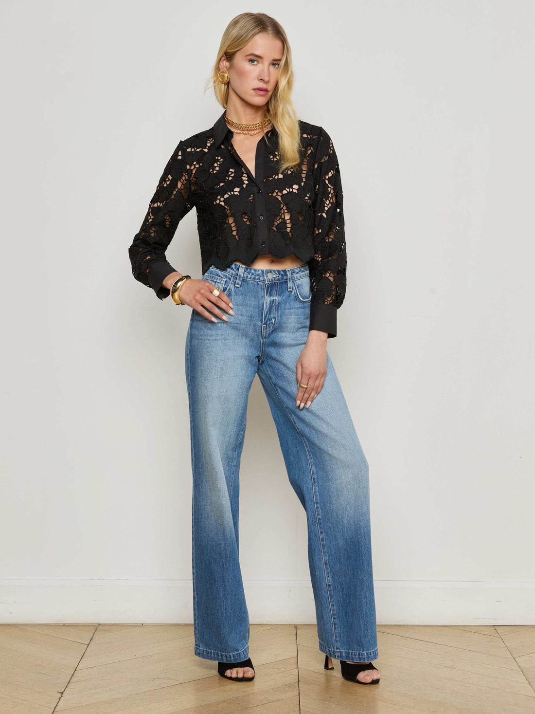Seychelle Cropped Eyelet Blouse