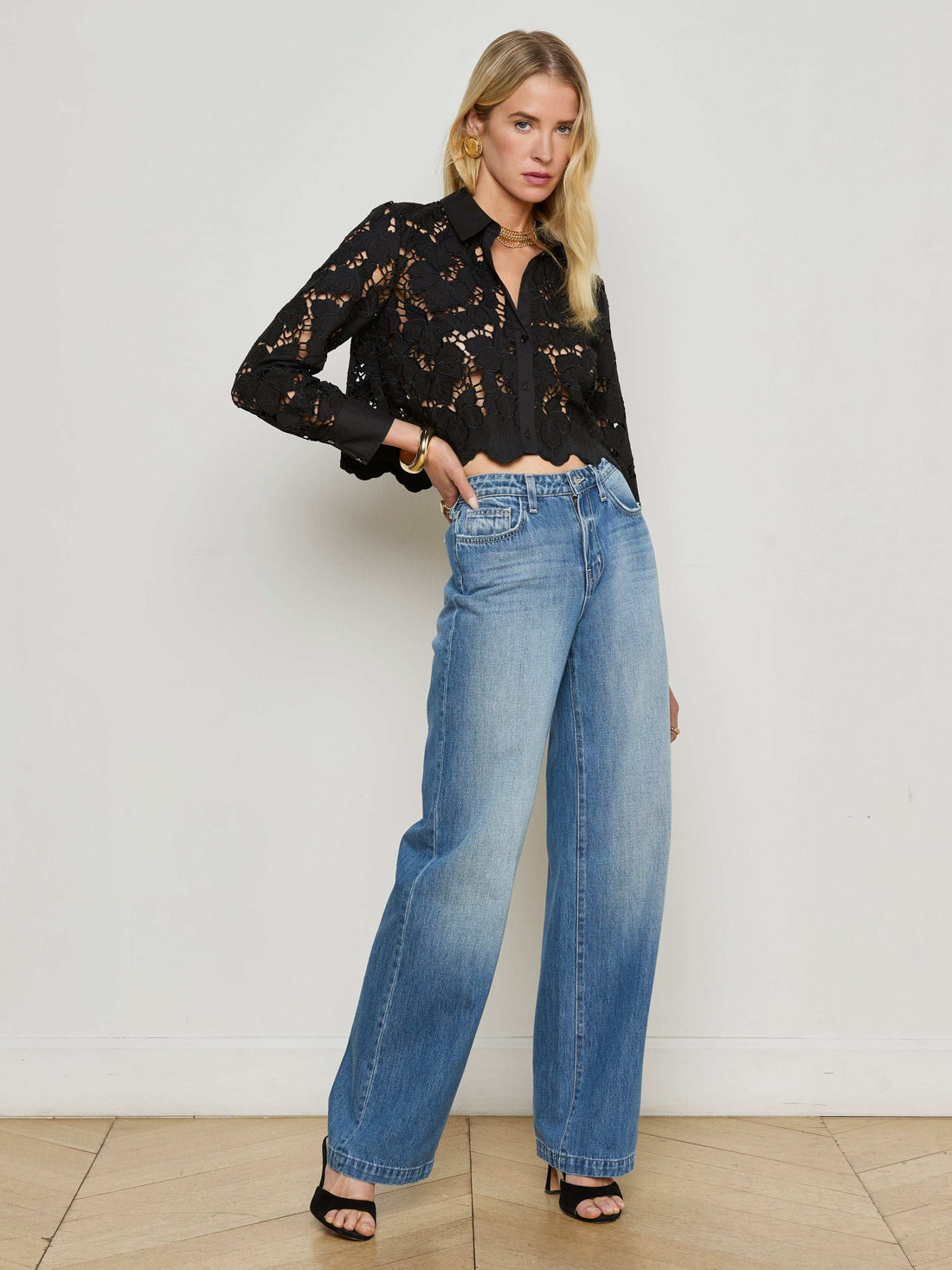 Seychelle Cropped Eyelet Blouse