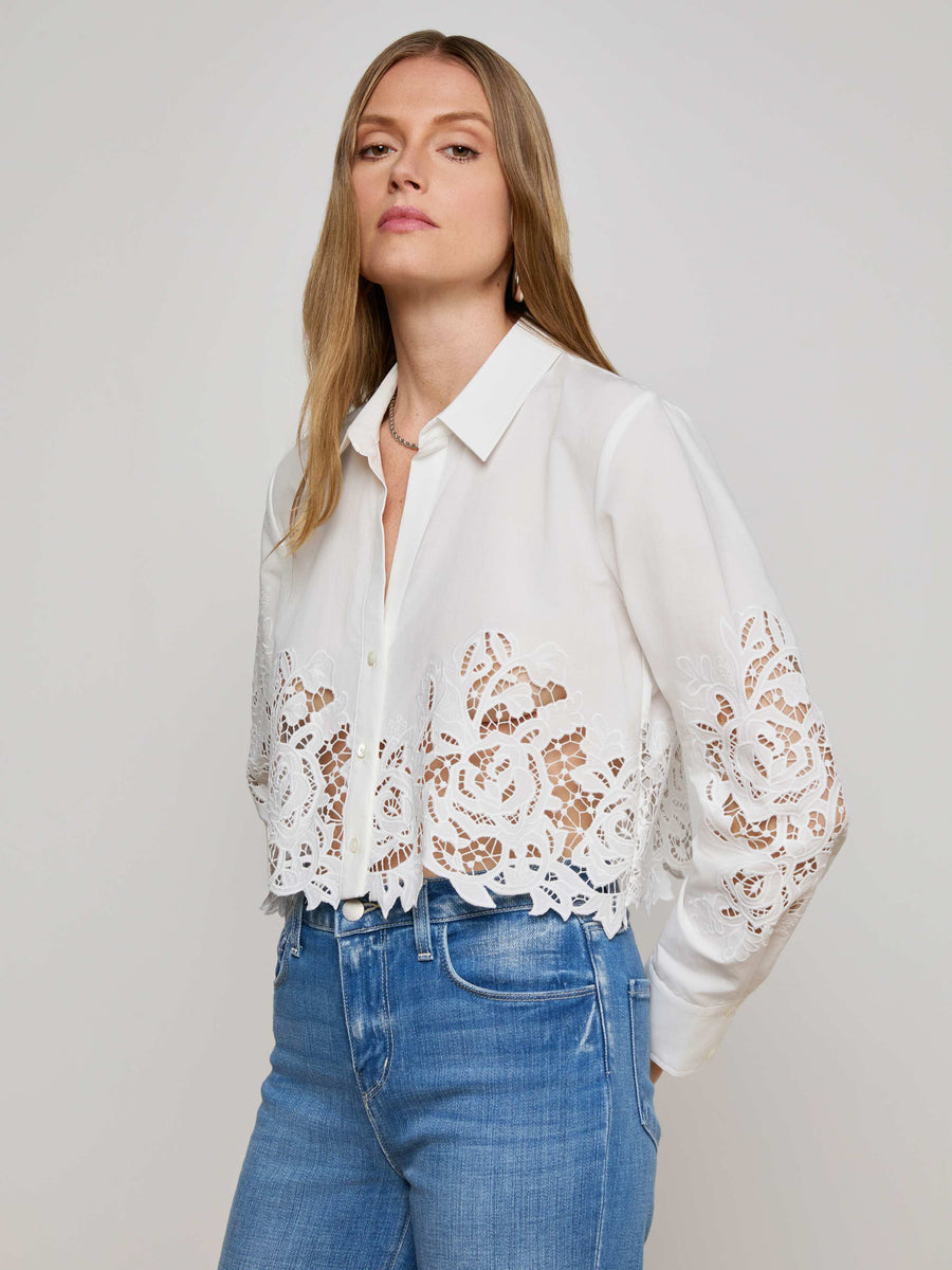 Seychelle Cropped Eyelet Blouse