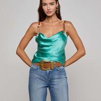 Lux Silk Buckle-Strap Camisole