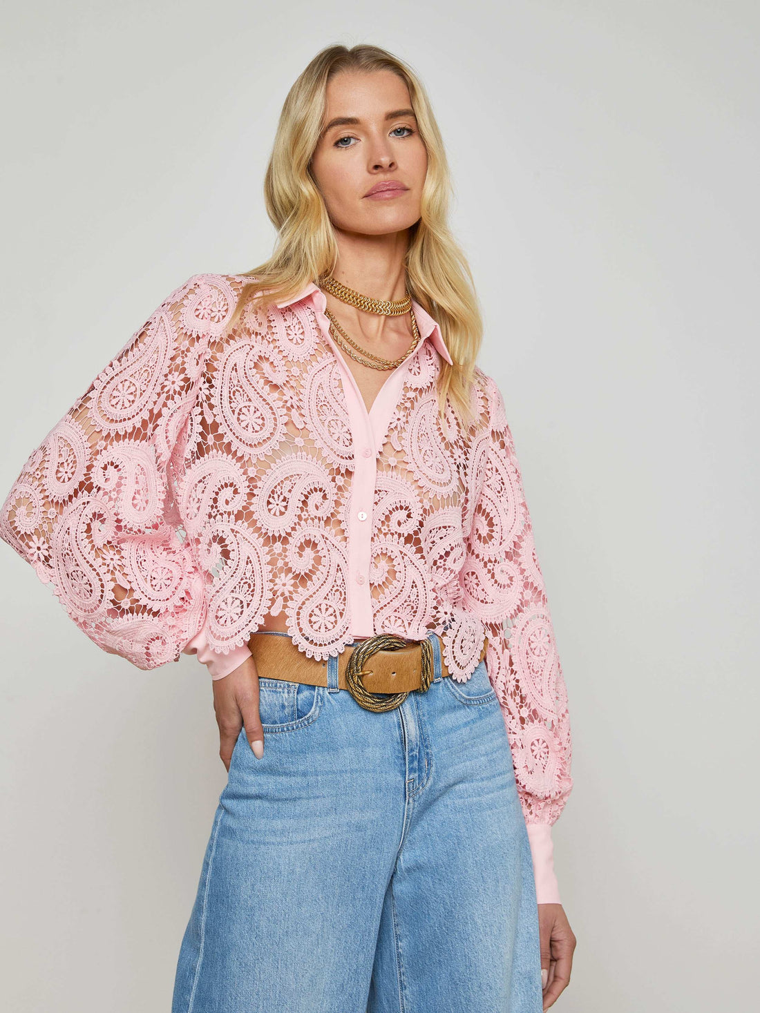Odelia Cropped Lace Blouse