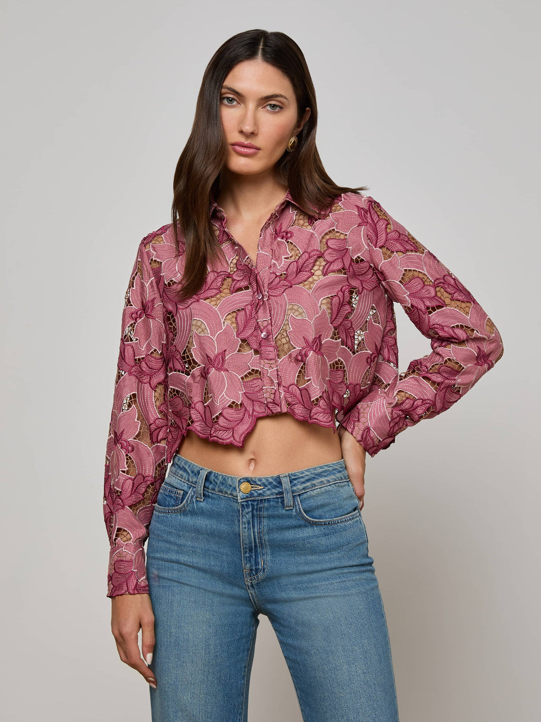 Akemi Cropped Eyelet Blouse