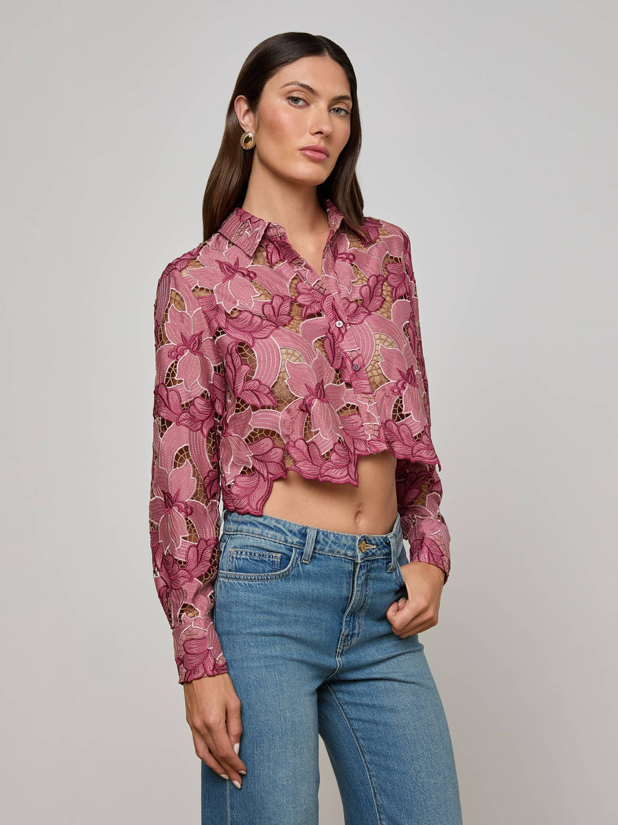 Akemi Cropped Eyelet Blouse