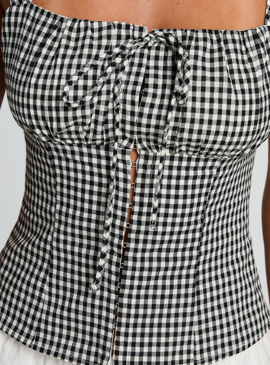 Modern Girl Top Black Gingham