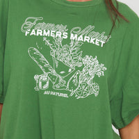 Farmers Market Oversized Graphic Tee Green