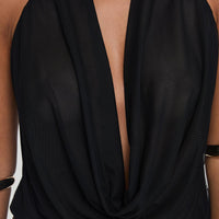 Carefree Days Cowl Neck Top Black