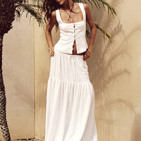 Zenda Linen Blend Top Off White