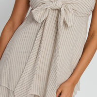 Jetsetter Strapless Playsuit Beige Stripe