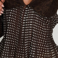 Zami Pleat Top Brown Polka