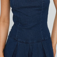 Fantastical Strapless Playsuit Dark Denim