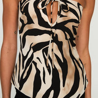 I Wonder Strapless Cut Out Top Tiger