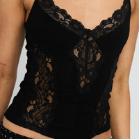 Rhiara Lace Trim Top Black