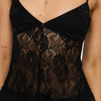 Weslee Lace Babydoll Top Black