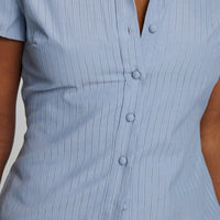 Lift Off Button Up Top Blue