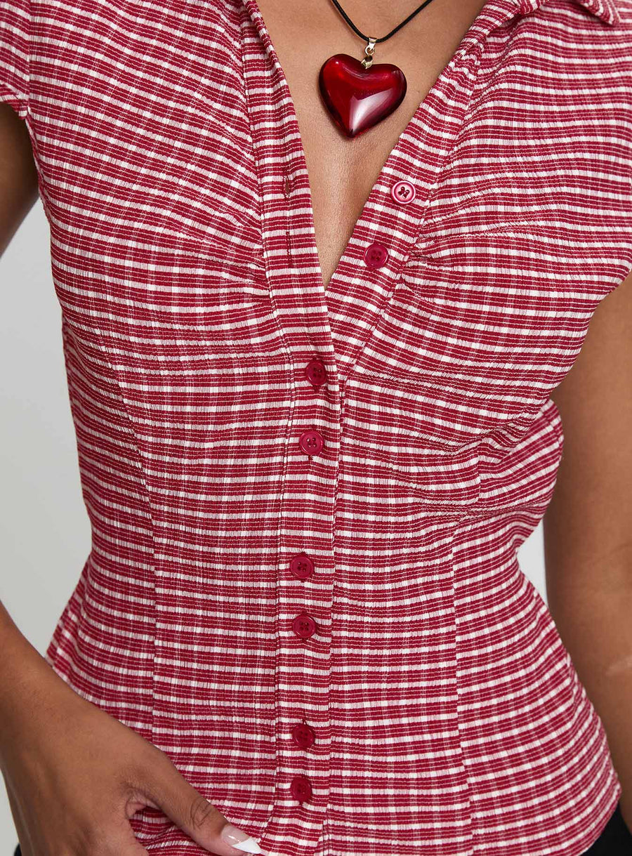 Arianwyn Short Sleeve Shirt Red Check