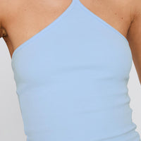 Baseline Halter Rib Top Light Blue