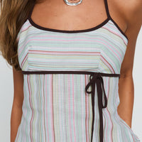 Taylar Tie Bust Top Green Stripe