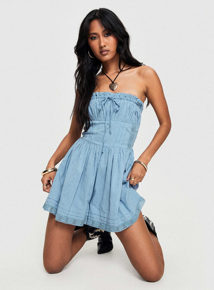 Vip Strapless Romper Blue