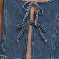 Stefenie Denim Tie Top Mid Wash