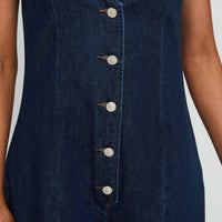 Arcore Button Up Denim Playsuit Dark Wash