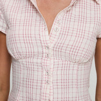 Cottesloe Blouse Top Pink Check