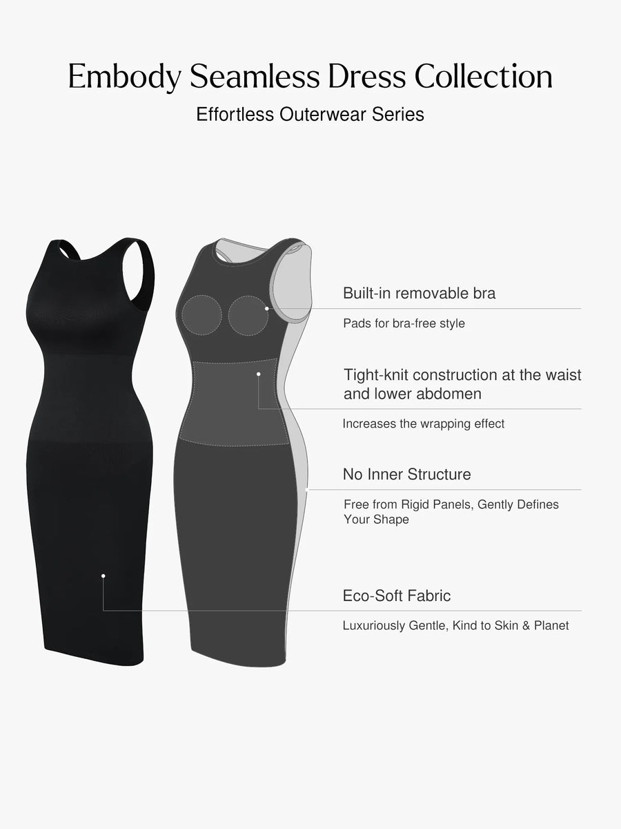 Shapewear Halter Neck Deep U Mini Seamless Dress