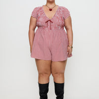Wescott Gingham Playsuit Red / White Curve