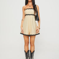 Gomiti Strapless Romper Beige / Black