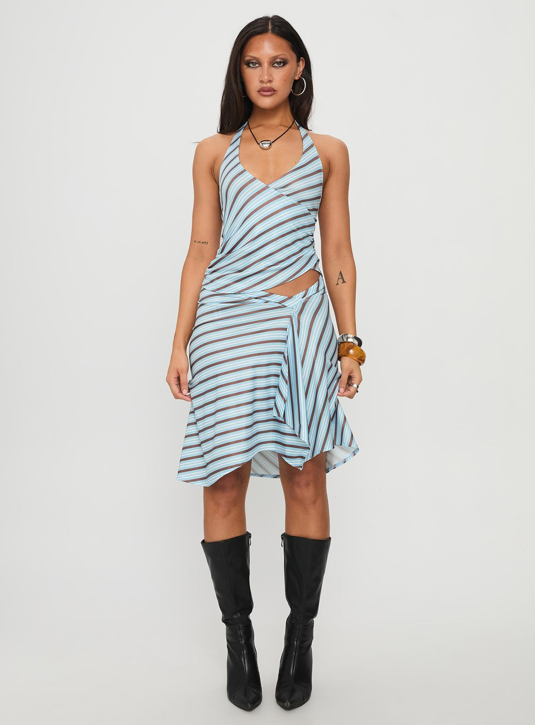 Fayez Top Diagonal Blue Stripe