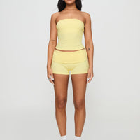 Baseline Strapless Rib Top Yellow