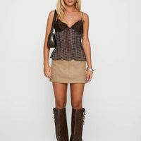 Zami Pleat Top Brown Polka